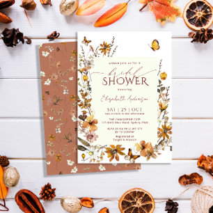 Boho Terracotta Wildflowers Frame Bridal Shower Invitation