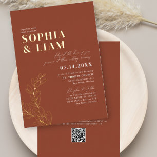 Boho Terracotta With RSVP QR Code Wedding