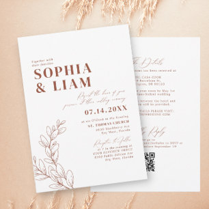 Boho  Terracotta With RSVP QR Code Wedding  Invitation