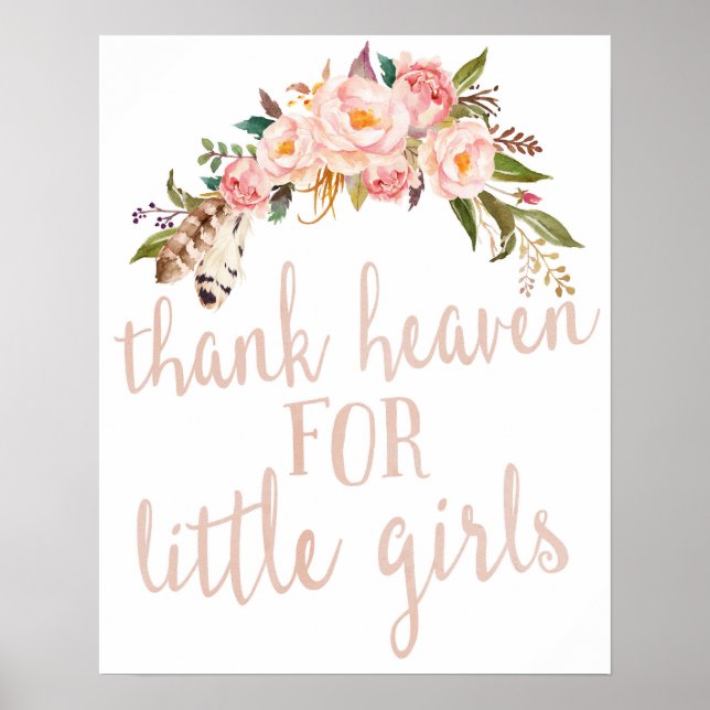 Boho Thank Heaven For Little Girls Poster Print (Front)