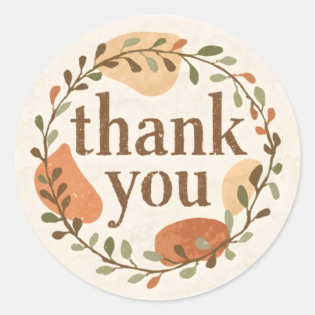 Boho Thank You Classic Round Sticker (Front)