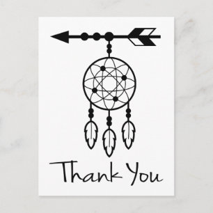 Boho Thank You Dream Catcher Native American Black Postcard