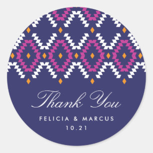 Boho Thank You sticker, Thank you label, favour Classic Round Sticker