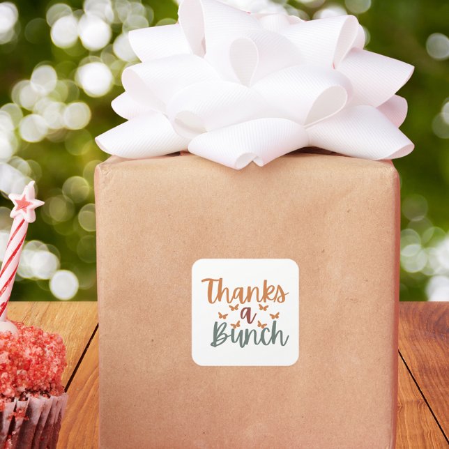 Boho Thanks a Bunch Small Business Square Sticker (Creator Uploaded)