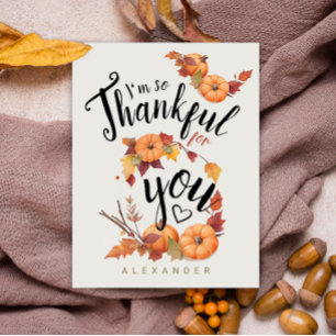 Boho Thanksgiving Autumn Thank Words And Pumpkins Postcard