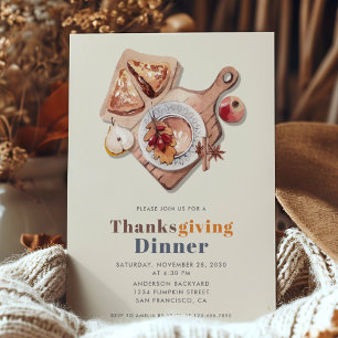 Boho Thanksgiving Dinner Feast Invitation