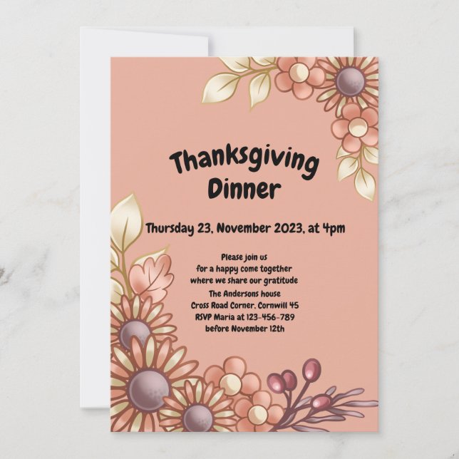 Boho Thanksgiving Dinner Invitation (Front)