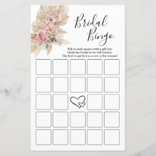 Boho Theme Bridal Shower Bingo Cards