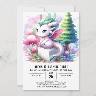 Boho Theme Dragon Birthday Invitation