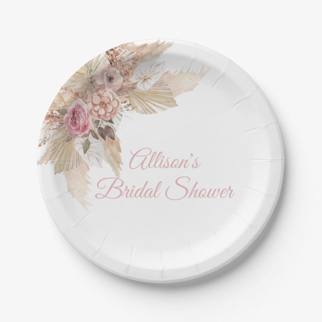 Boho Theme Personalised Paper Plate (Front)