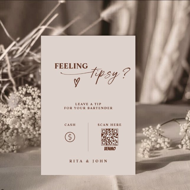 Boho theme Venmo Tip Your Bartender Wedding Sign (Creator Uploaded)