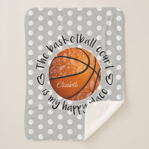 boho themed the basketball court is my happy place sherpa blanket