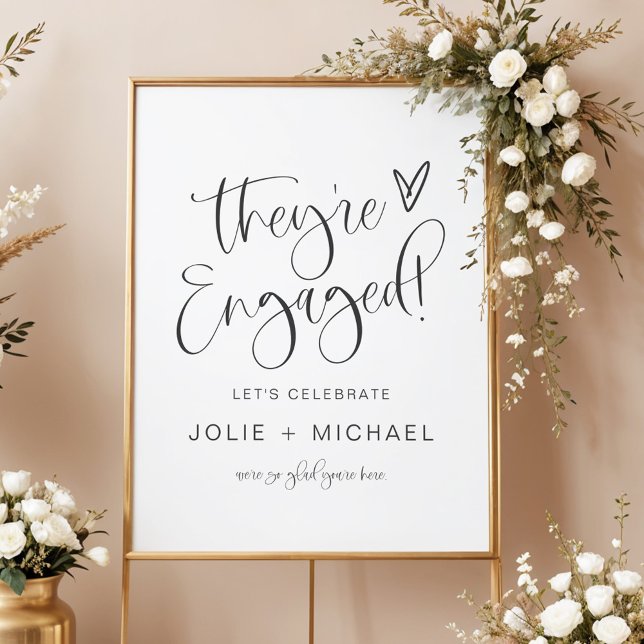 Boho They're Engaged Engagement Party Poster (Creator Uploaded)