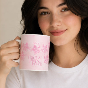 Boho Think Pink Watercolor Floral Pattern Coffee Mug