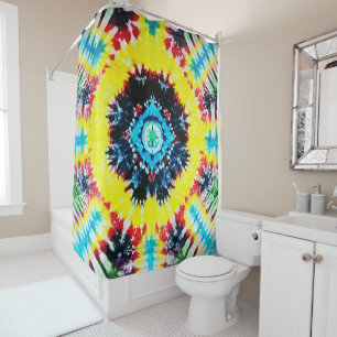 Boho Tie-dyed Folk Art Vibrant Rainbow Colours Shower Curtain