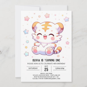 Boho Tiger 1st Birthday Invitation