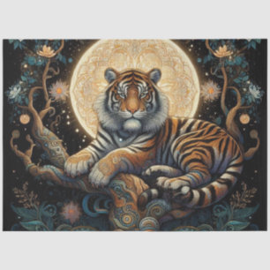Boho Tiger in Tree with Moon Tissue Paper