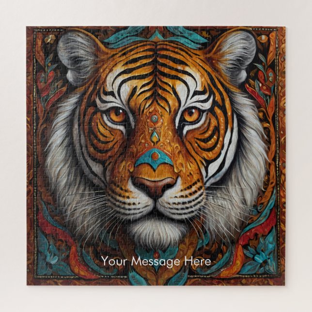 Boho Tiger Puzzle – Vibrant Jungle Wildlife Art (Vertical)