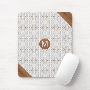 Boho Tile Bamboo Monogram Mouse Pad