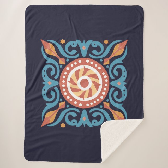 Boho Tile Sherpa Blanket (Front)