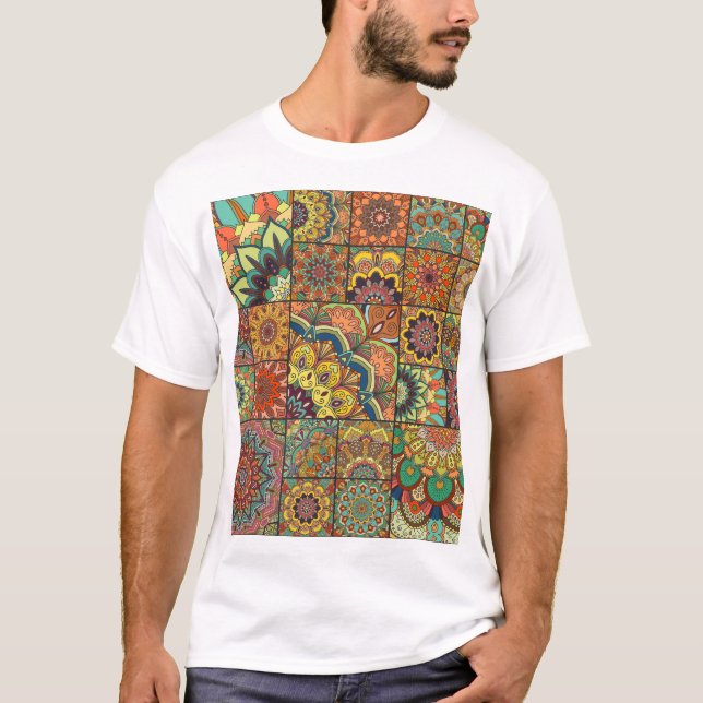 Boho tiles: colourful patchwork seamless pattern T-Shirt (Front)