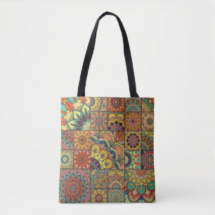 Boho tiles: colourful patchwork seamless pattern tote bag