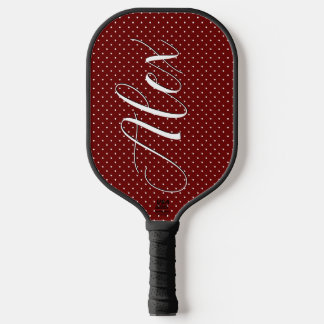 Boho Tiny Polka Dot Cute Burgundy Polka Dots Pickleball Paddle