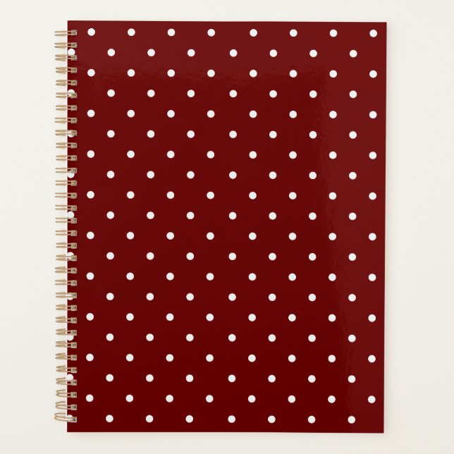 Boho Tiny Polka Dot Cute Burgundy Polka Dots Planner (Front)
