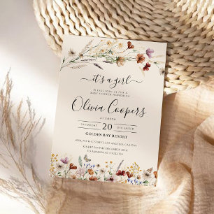 Boho Tiny Wildflower Baby Shower Invitation