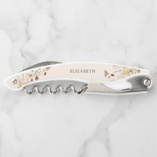 Boho Tiny Wildflower Bridal Shower Corkscrew