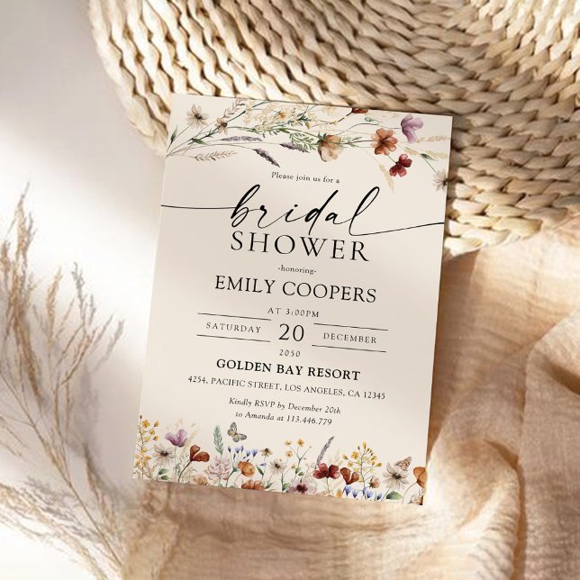 Boho Tiny Wildflower Bridal Shower Invitation (Creator Uploaded)