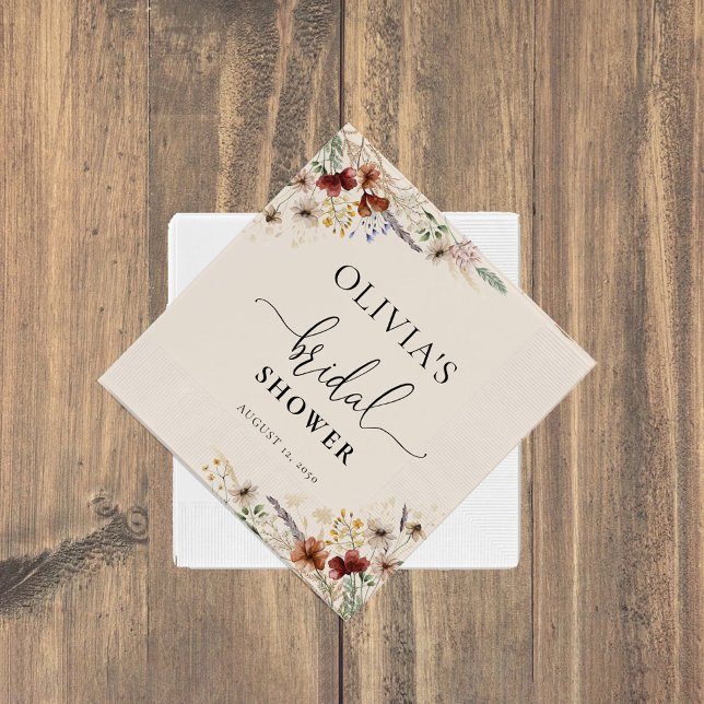 Boho  Tiny Wildflower Bridal Shower Paper Napkin (Creator Uploaded)