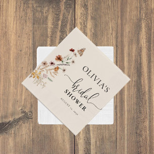 Boho Tiny Wildflower Bridal Shower Paper Napkin
