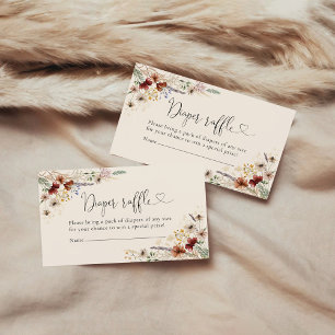 Boho  Tiny Wildflower Diaper Raffle Enclosure Card