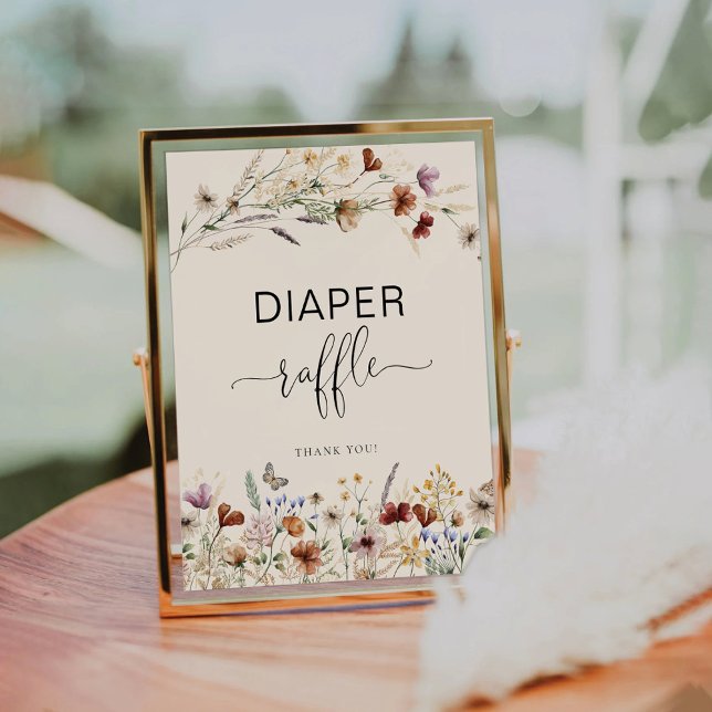 Boho Tiny Wildflower Diaper Raffle Sign (Creator Uploaded)