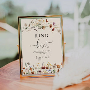 Boho Tiny Wildflower Ring Hunt Sign