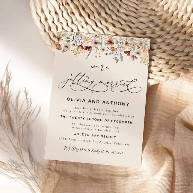 Boho  Tiny Wildflower Wedding Ceremony Invitation (Creator Uploaded)