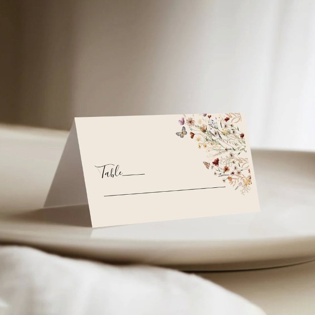 Boho Tiny Wildflower Wedding Folded Place Cards (Creator Uploaded)