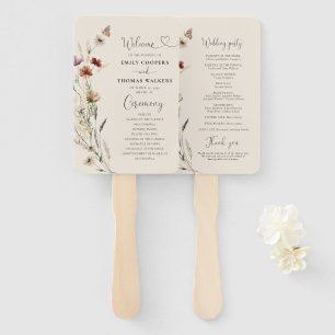 Boho Tiny Wildflower Wedding Program Hand Fan