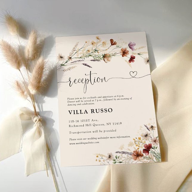 Boho Tiny Wildflower Wedding Reception Enclosure Card (Creator Uploaded)