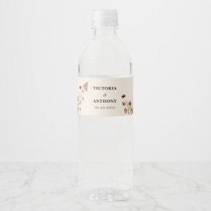 Boho Tiny Wildflower Wedding Water Bottle Labels