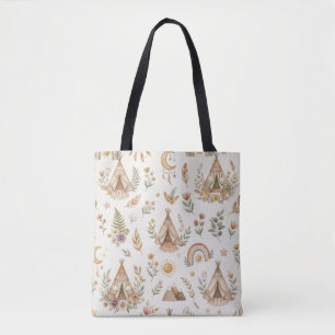 Boho Tipi Custom Name Baby Tote Bag