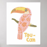 Boho Toucan Folk Pink Inspirational Quote Pun