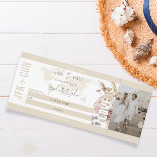 Boho Travel Boarding Pass Destination Save the Dat Invitation