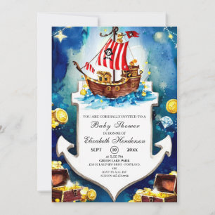 Boho Treasure Pirate Baby Shower Invitation