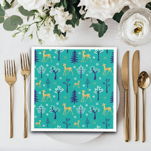 Boho Trees Gold Deers Modern Napkin