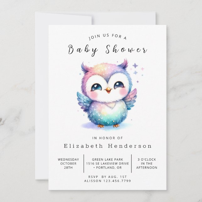 Boho Trees Owl Baby Shower Invitation (Front)