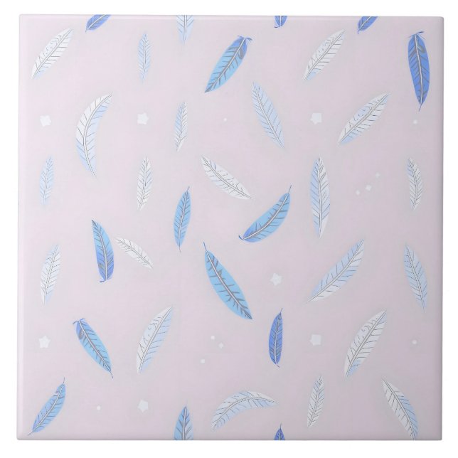 Boho Trendy Feathers Luxury Collection Ceramic Tile (Front)