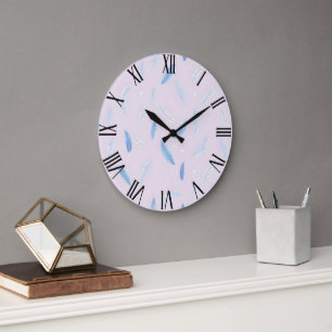 Boho Trendy Feathers Luxury Collection Large Clock