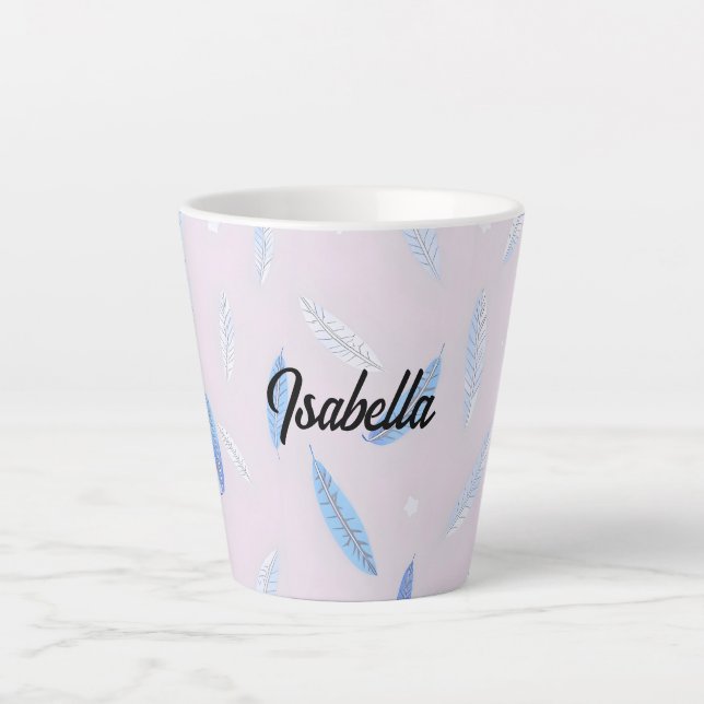 Boho Trendy Feathers Luxury Collection Latte Mug (Front)